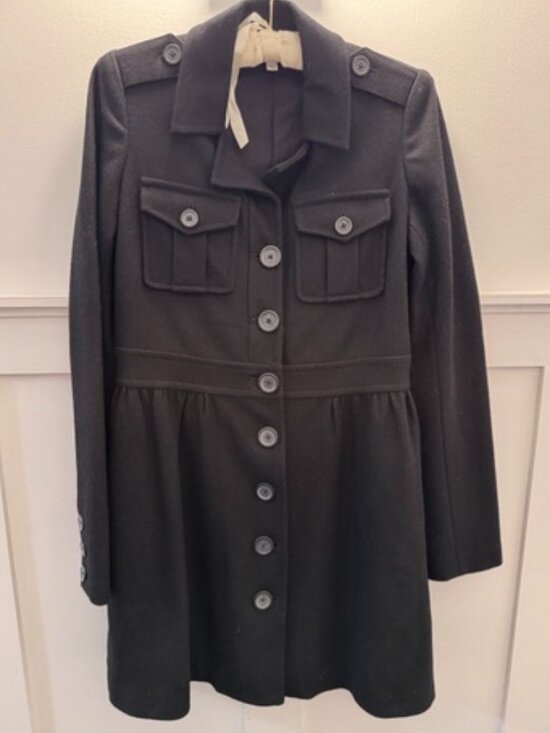 Joie Jackets & Blazers - Joie Black Wool Coat, Fit Flare Military Button Front Jacket, Small, Like New